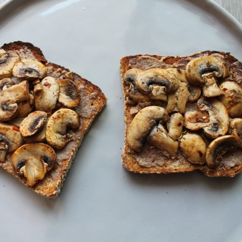 mushroom toast walnut pesto