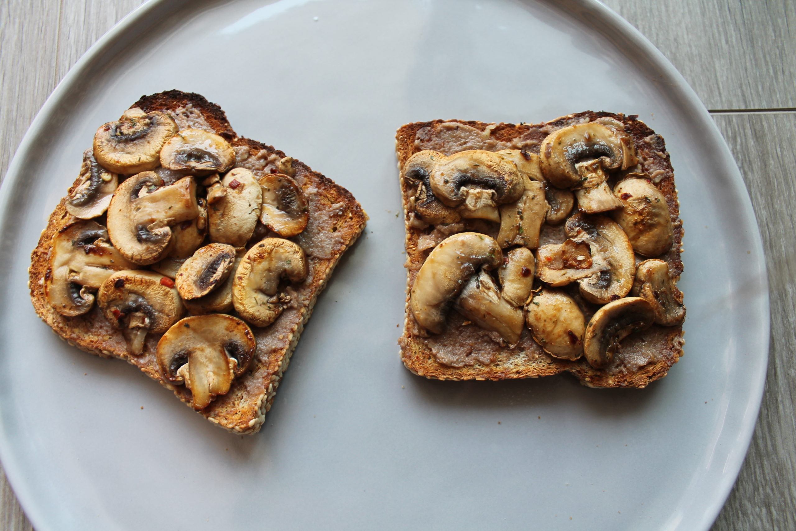 mushroom toast walnut pesto